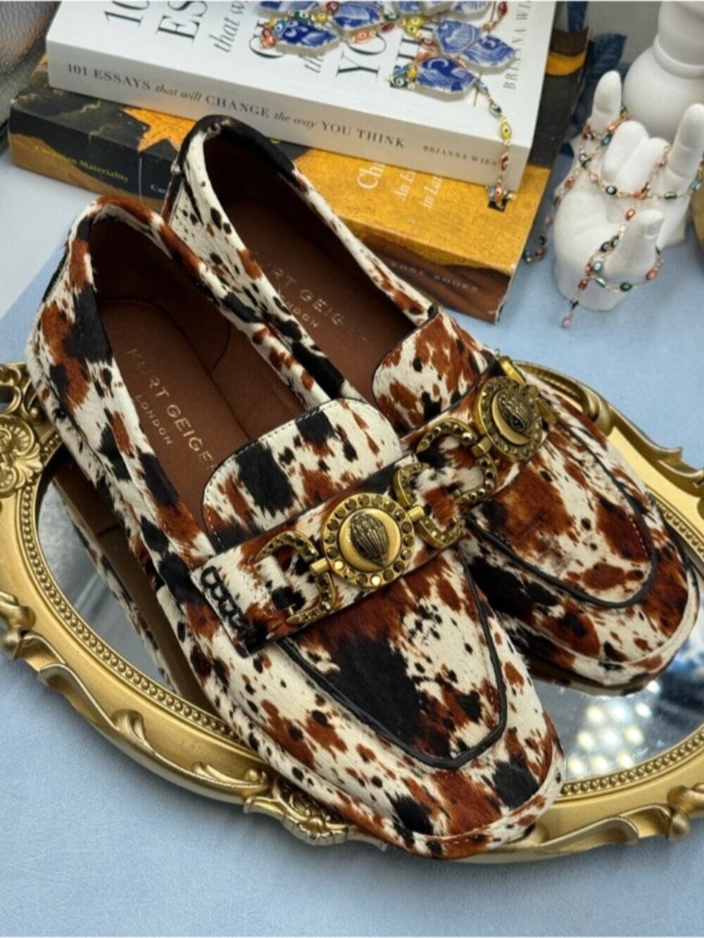 🆕 KURT GEIGER LONDON 🧿 NWOB Mansion Soft Loafer, Cow Print - Sz 39 US8.5 - Picture 12 of 16